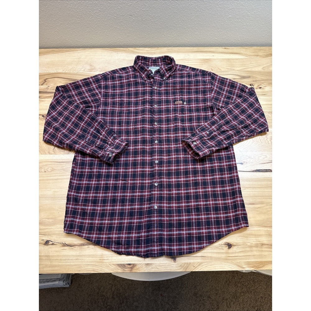 Carhartt S199 Men's Midweight Flannel Red Plaid Work Shirt Size XL Tall